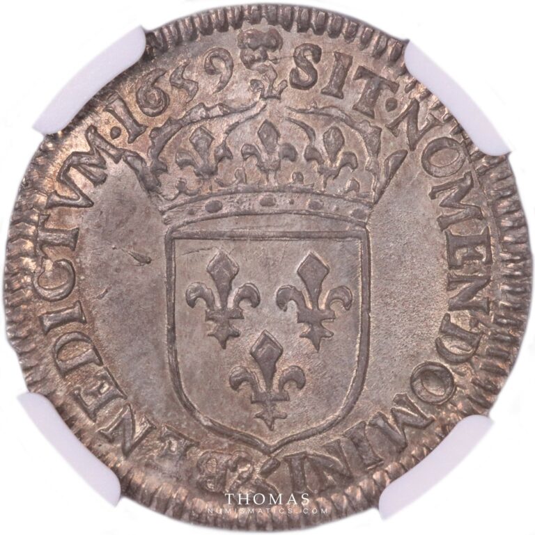 Louis XIV - 1/12 Ecu a la meche longue - 1659 Aix - NGC MS 66