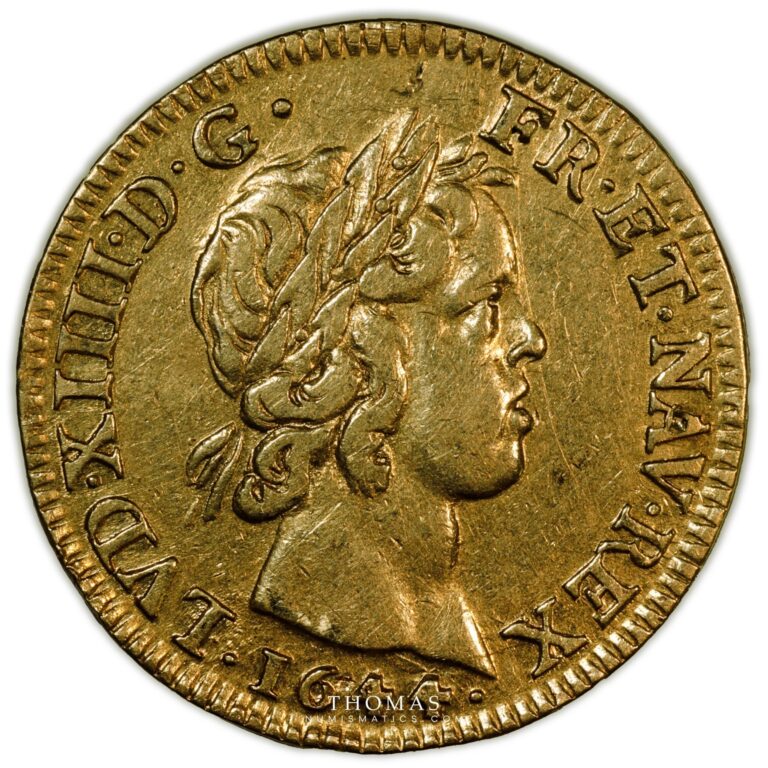 Louis XIV – Gold Louis d’or à la meche courte – 1644 A Paris