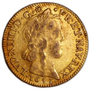 Gold Louis xiv louis or meche longue 1651 A treasure of plozevet obverse