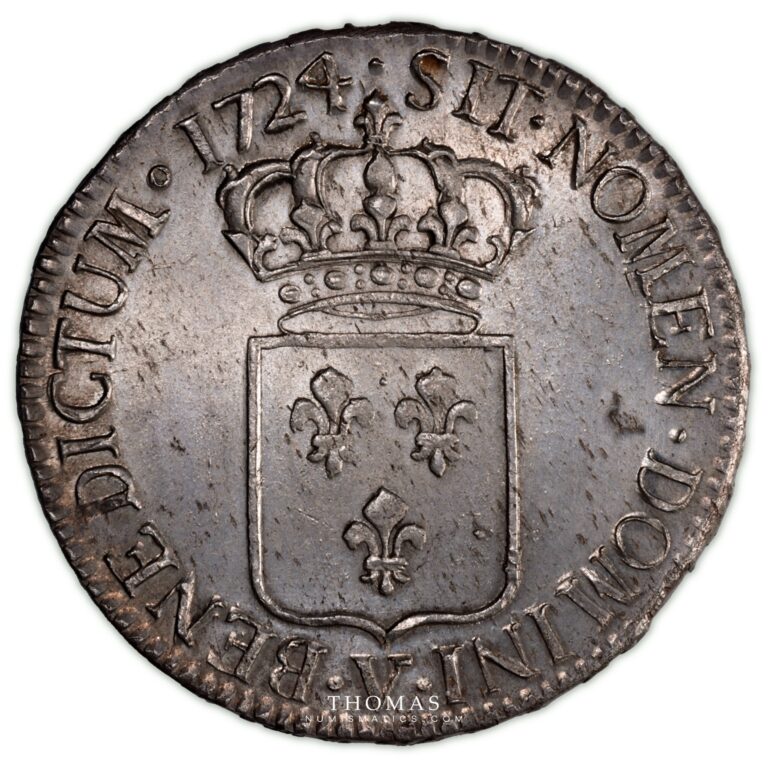 Louis XV ecu de france 1725 V reverse
