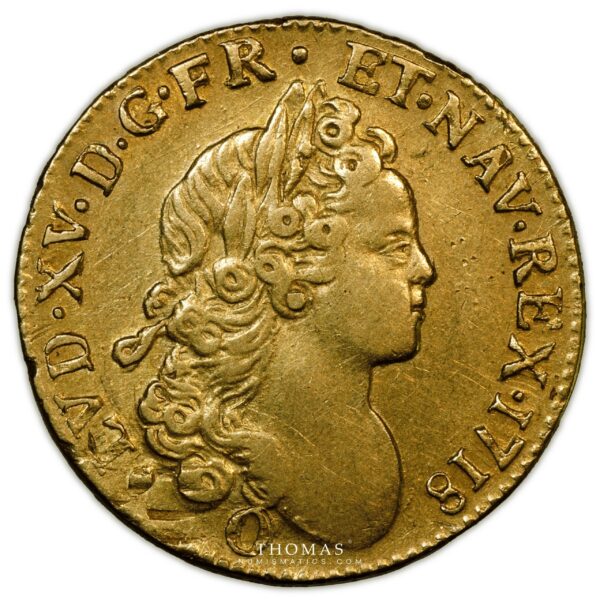 Louis XV - Gold Louis d'or à la croix du Saint-Esprit - 1718 O Riom