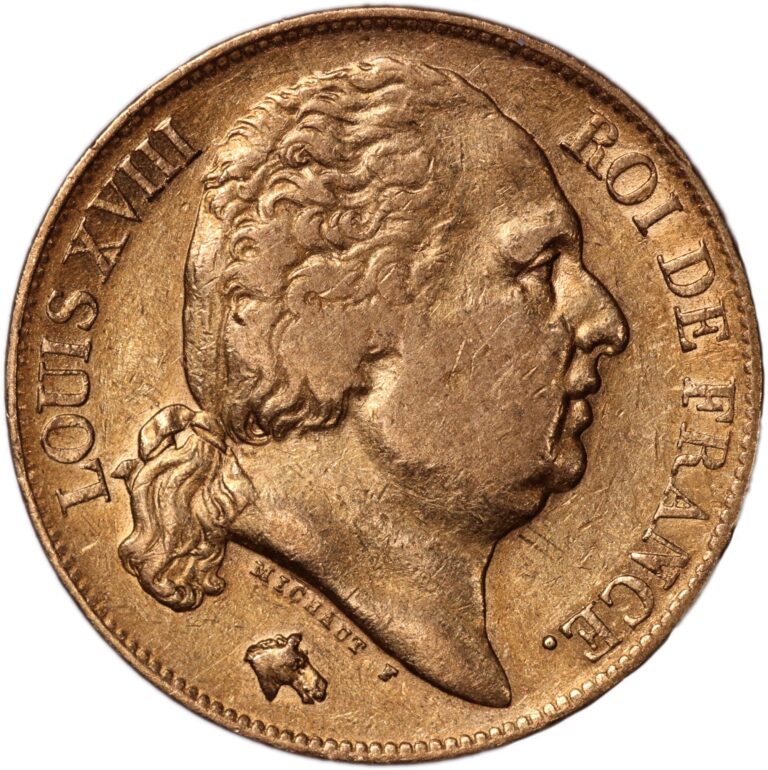 Louis XVIII - gold 20 Francs or - 1820 W Lille
