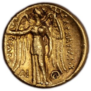 Macédoine – Alexandre III le Grand – Statère or – Odessa – Pedigree Bourgey 1975 reverse gold