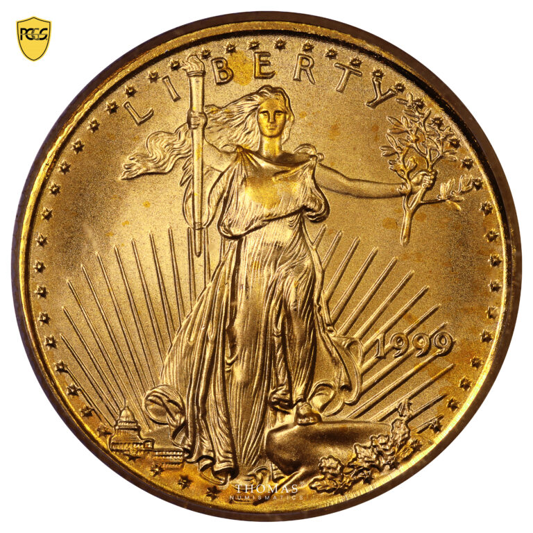 Coin United-States -  Gold - 5 dollars American Eagle - 1999 - PCGS MS 69 - WTC Ground Zero obverse