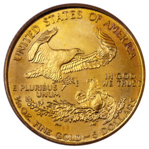 Coin United-States -  Gold - 5 dollars American Eagle - 1999 - PCGS MS 69 - WTC Ground Zero reverse