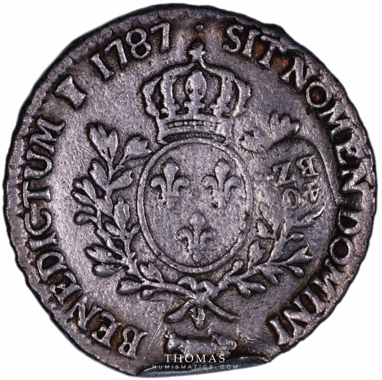Louis XVI - Ecu aux branches d'olivier - 1787 Pau - old fake tin - Countermark 40 Batzen