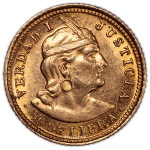 Pérou – 1-5 Libra or 1919 avers
