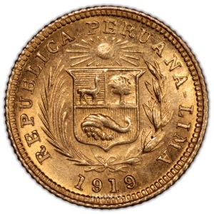 Pérou – 1-5 Libra or 1919 revers