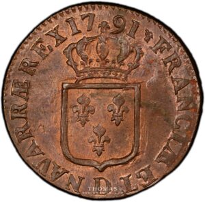 Louis XVI - Sol à l'ecu - 1791 D Lyon - PCGS MS 65 BN