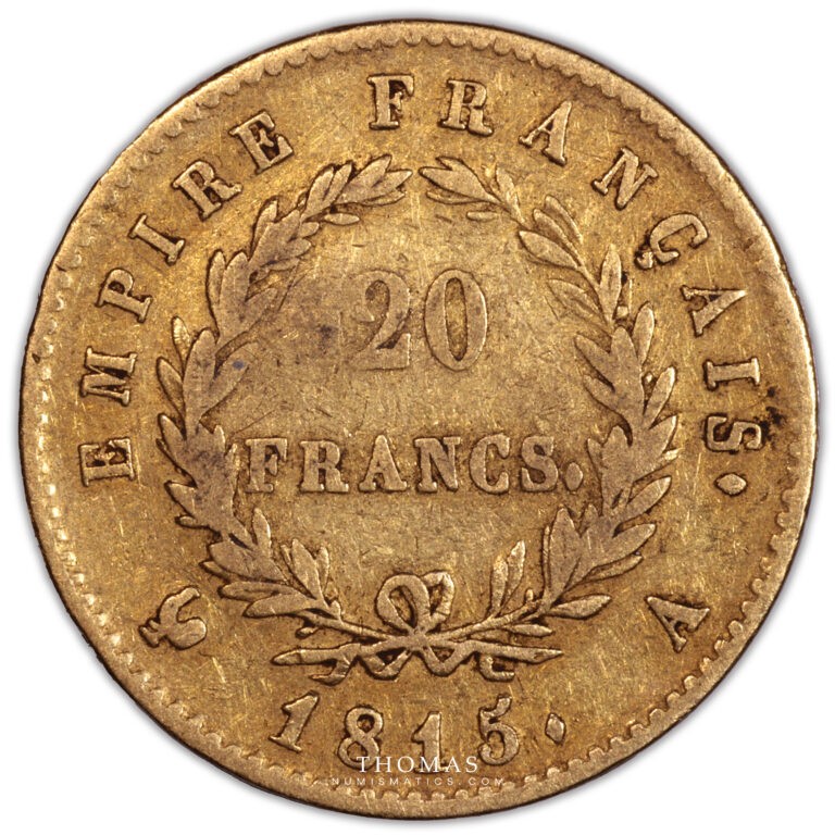 20 francs or napoleon I 1815 A Paris revers-6