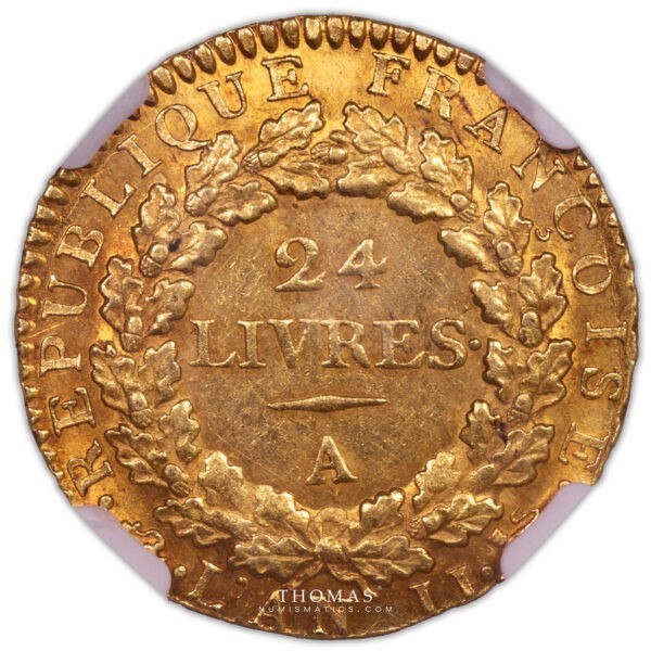 24 livres convention or 1793 A NGC MS 63 revers