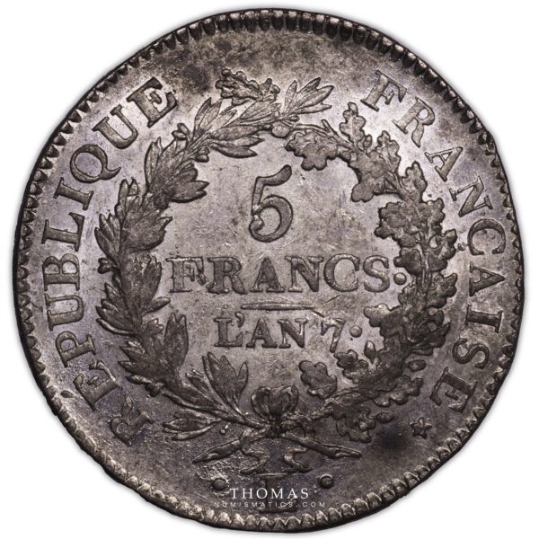 5 francs union et force an 7 L Bayonne revers