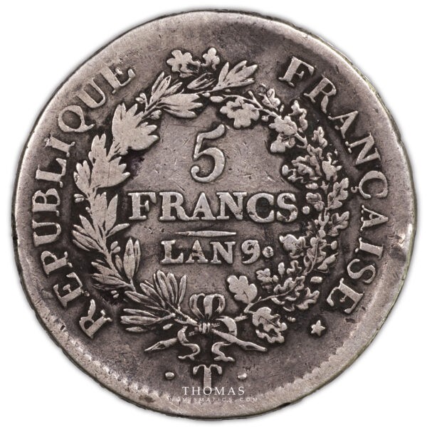 5 francs union et force an 9sur5 T nantes revers
