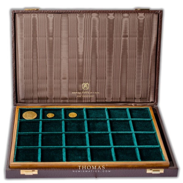 Coffret minidiplomat Abafil marron plateaux verts-2