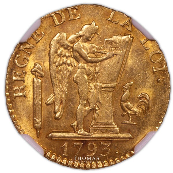Convention - 24 livres or Gold - 1793 A - NGC MS 63 avers