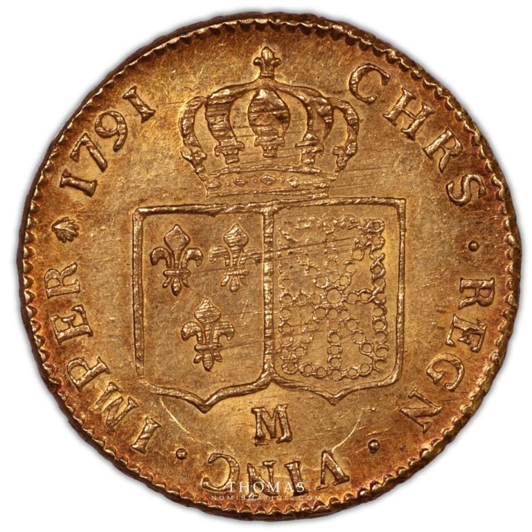 gold Double louis xvi or 1791 M toulouse reverse