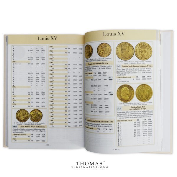 Pages d'intérieur du livre de cotation de 2018 des éditions gadoury sur les monnaies royales françaises