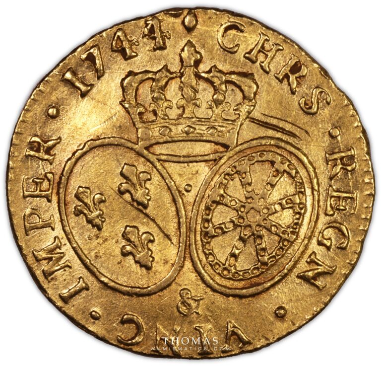 Louis or bandeau 1744 aix reverse gold