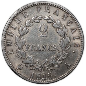 2 francs 1815 A Paris hundred days reverse