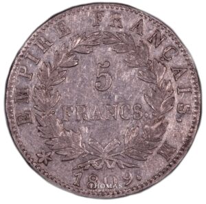 5 francs napoleon 1809 marseille reverse