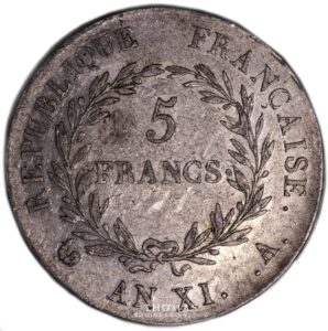 5 francs napoleon an XI reverse