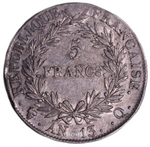 5 francs napoleon I AN 13 Q reverse