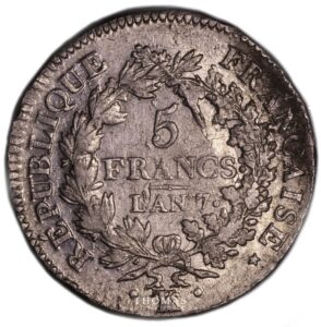 5 francs union et force an 7 K- reverse