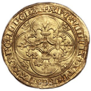 Charles VI – Ecu d’or à la couronne – Tournai – 2 revers