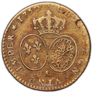 Louis XV – Demi-louis d’or au bandeau – 1750 A Paris – 813 exemplaires reverse