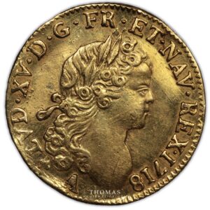 Louis XV – Gold Louis d’or à la croix du Saint-Esprit – 1718 A Paris -4 obverse