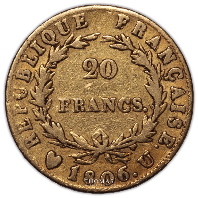Napoleon I – 20 francs or 1806 U turin revers -2