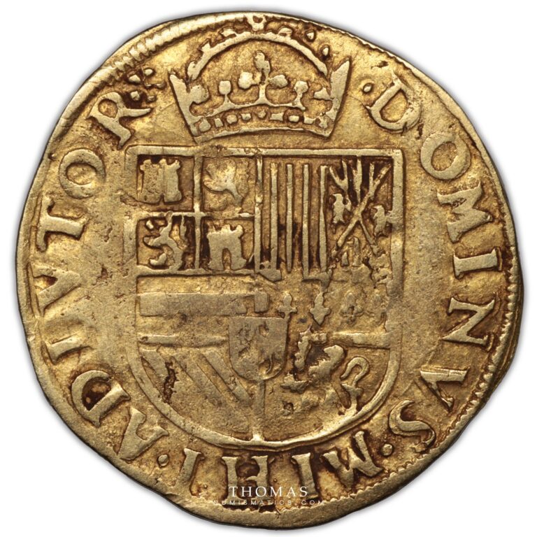 Pays-Bas espagnols – Philippe II – Demi real or – Dordrecht reverse
