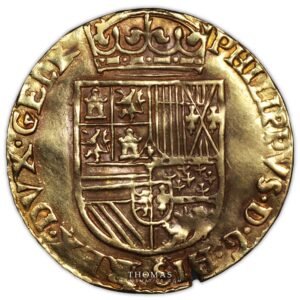 Pays-Bas espagnols – Philippe II  Gold Demi real or – Nimègue reverse