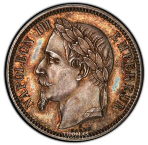 1 franc trial proof Napoléon III 1861 E obverse PCGS SP 64