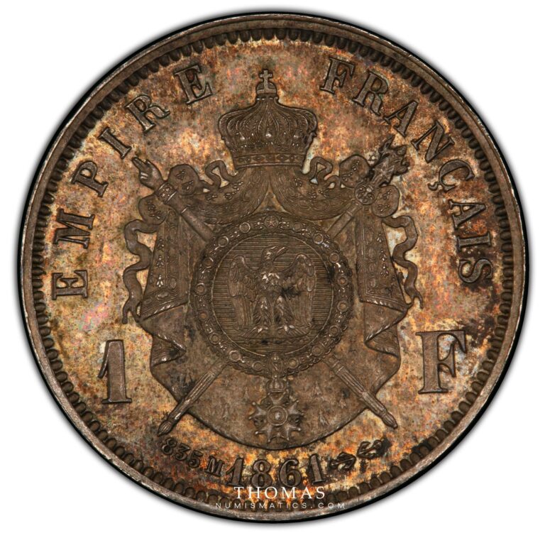 1 franc trial proof Napoléon III 1861 E reverse PCGS SP 64