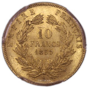 10 francs or 1859 A PCGS MS 64 revers