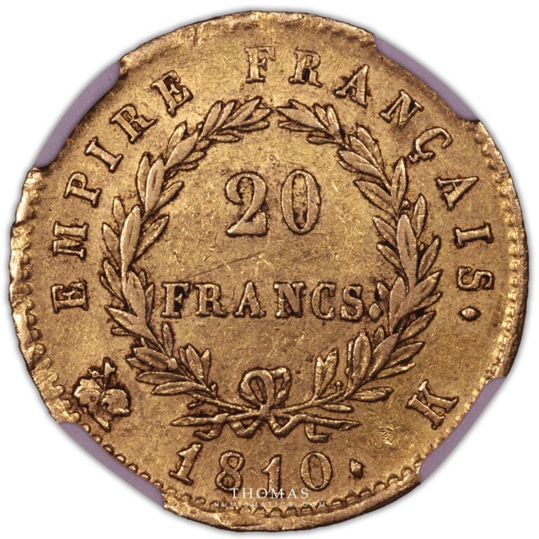 Gold - 20 francs or 1810 K reverse bordeaux NGC AU 53