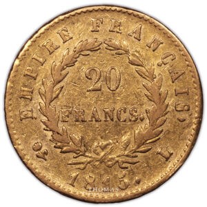 20 francs or 1815 L bayonne faute revers