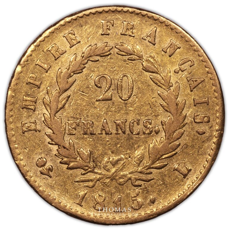 gold 20 francs or 1815 L bayonne mint error obverse die breaks