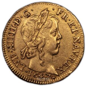 Louis or meche longue 1647 B obverse gold