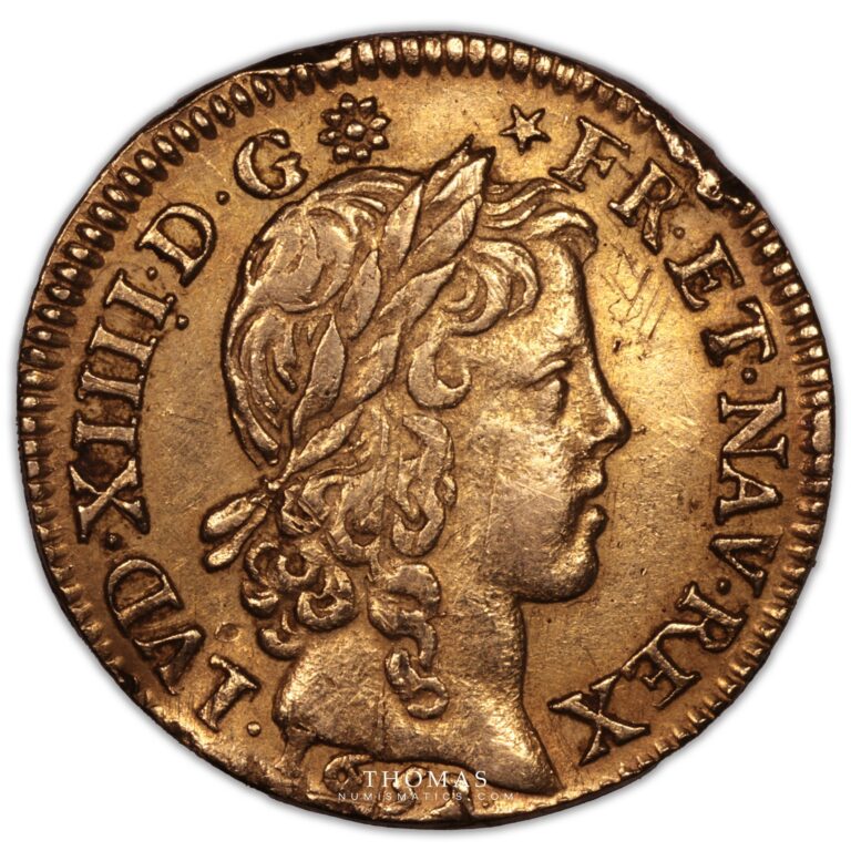 Louis or meche longue 1652 A obverse gold