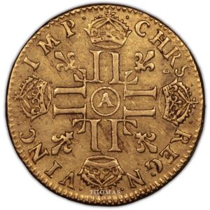 Louis or meche longue 1652 A reverse gold