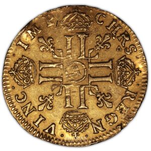 Louis or meche longue 1652 A reverse gold