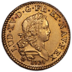 Louis xv or mirliton 1724 caen obverse gold