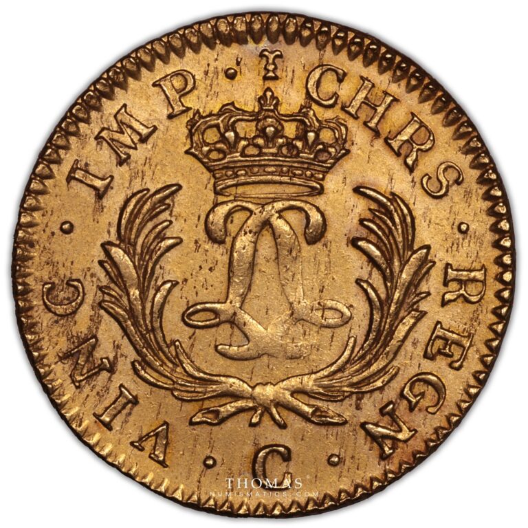 Louis xv or mirliton 1724 caen reverse gold