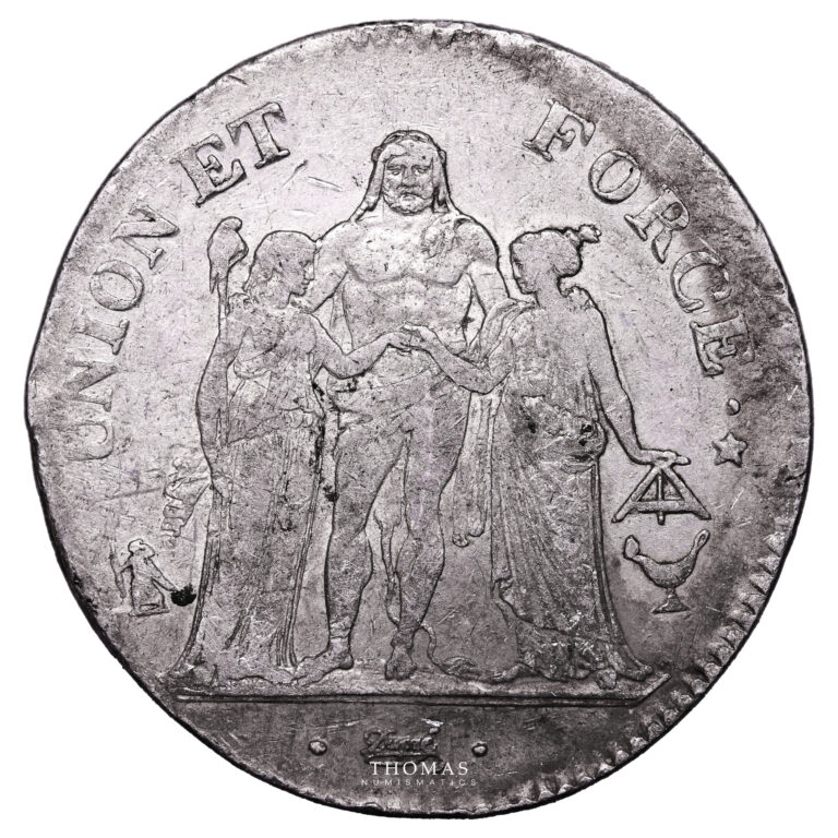 Monnaie - France Directoire - 5 Francs Union et Force - An 6 K Bordeaux-Avers