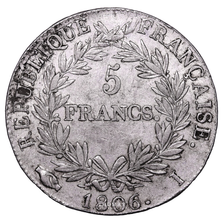 Monnaie - France Napoléon Ier - 5 francs - 1806 I - Limoges - Argent-Revers