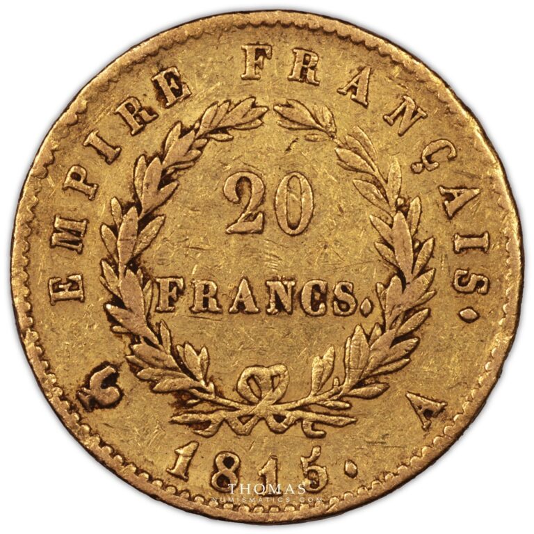 20 francs or 1815 A reverse gold
