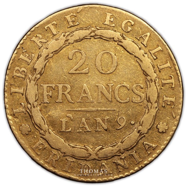 20 francs or marengo revers an 9