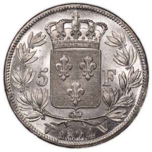 Louis XVIII – 5 Francs 1824 W – Lille revers